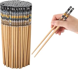 200 Pairs Bamboo Chopsticks - Reusable, Wooden, Disposable, Dishwasher Safe Bulk, 9.4 Inches with Chinese & Japanese Styles,Northern Scenery