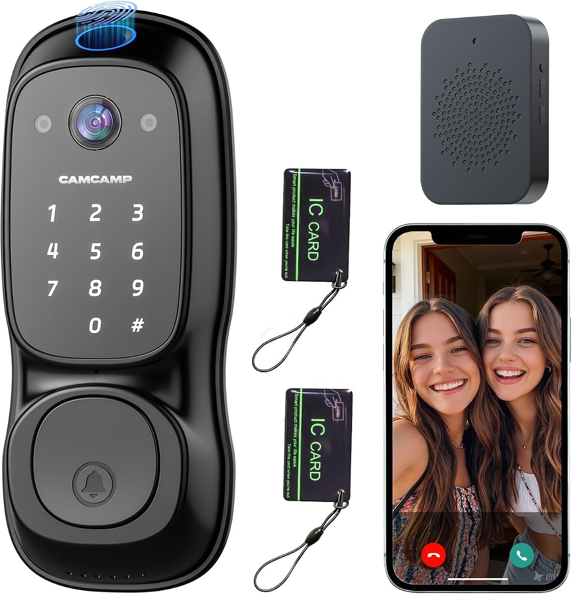 Smart Lock with Camera & Doorbell, 3-in-1 Smart Deadbolt for Front Door | Fingerprint Keyless Entry Door Lock with Live View, Video Smart Lock Built-in Wi-Fi, Auto Lock, Siri Unlock, IP66 Waterproof