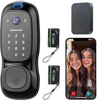 Smart Lock with Camera & Doorbell, 3-in-1 Smart Deadbolt for Front Door, Fingerprint Keyless Entry Door Lock with Live View, Video Smart Lock Built-in Wi-Fi, Auto Lock, Siri Unlock, IP66 Waterproof
