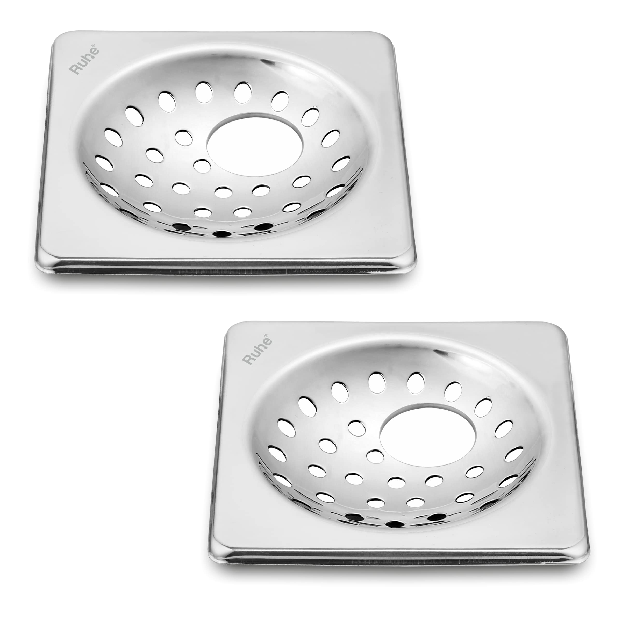 Ruhe® One Square Floor Drain | Premium Stainless Steel | 5 x 5 inches | Floor Drain Trap/Jali with Hole and Collar | Pack of 2 (B09FZ5Z53Q) Amazon Price History, Amazon Price Tracker
