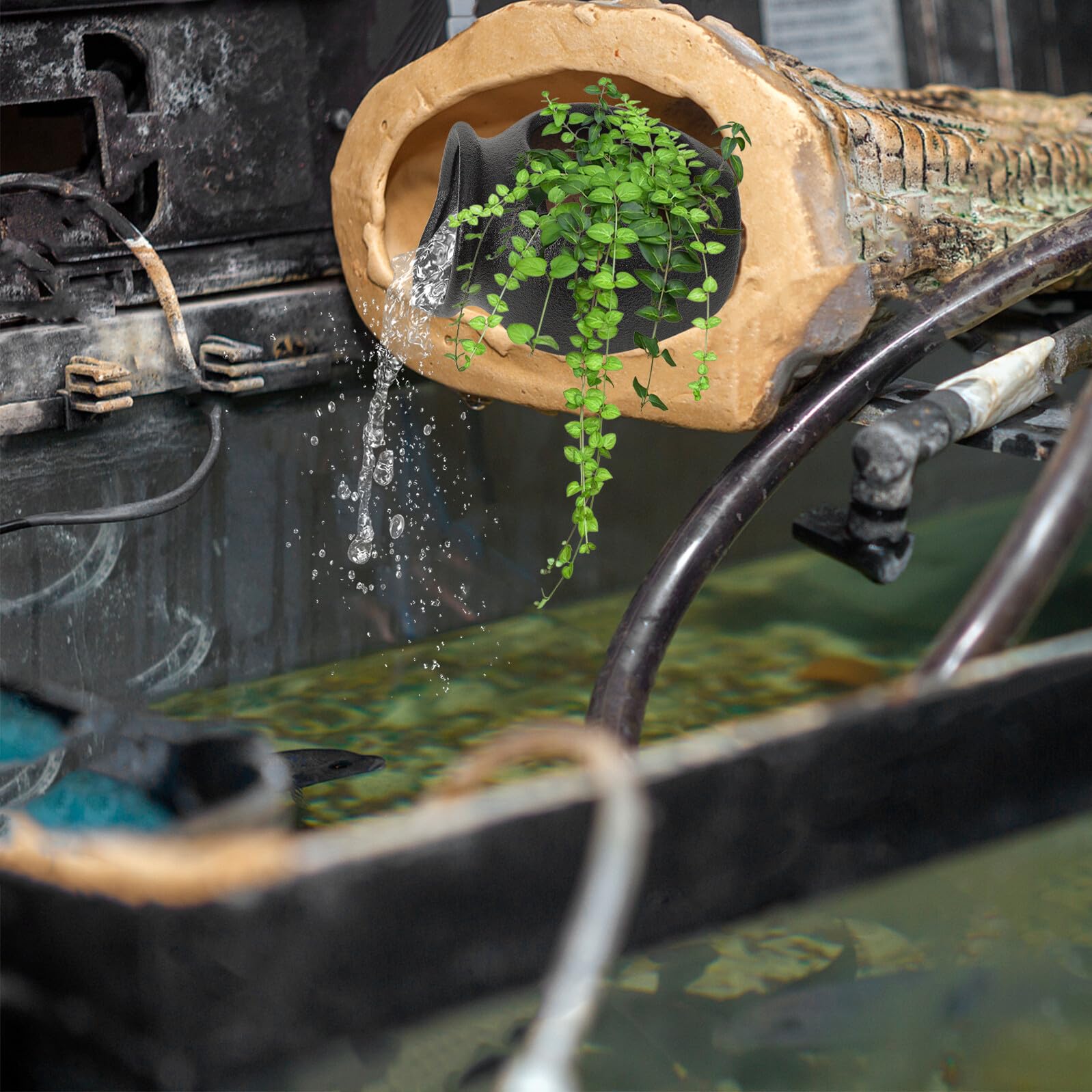 Vaso Multifunzionale e Facile da Installare in Ceramica Decorazione per Laghetto e Cortile per Fontana Cascata per Acquario e Giardino