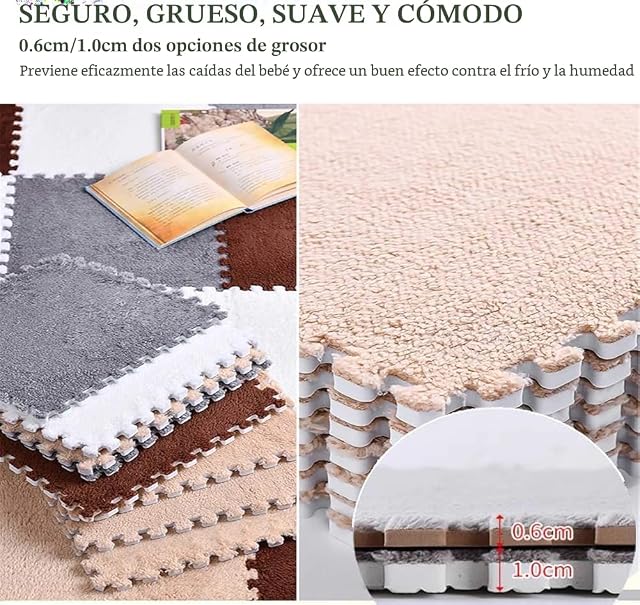 Foto 4 de 6 de Lote de 10 alfombras de juego de espuma peluda - Protección de suelo cuadrada con pelos largos