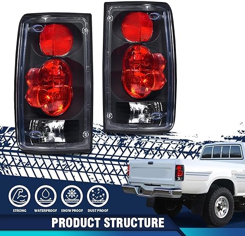 Miniatura 4 de PIT66 Luces traseras compatibles con Toyota Hilux Pickup Truck 1989 1990 1991 1992 1993 1994 1995 Luces de freno traseras lente transparente carcasa
