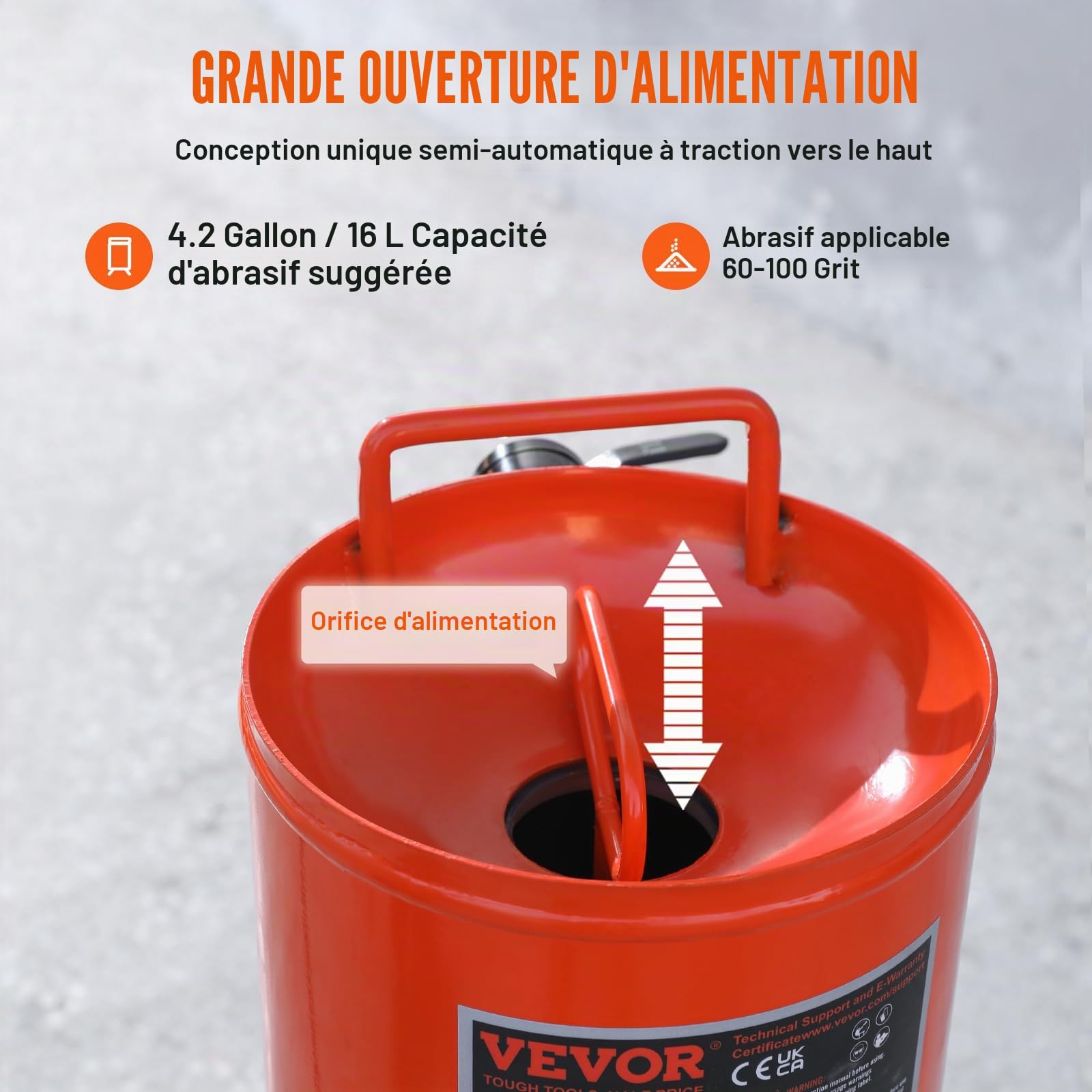 VEVOR Sableuse Haute Pression 37 L Kit de Sablage à Air 60-110 PSI Portable avec 2 Buses en Céramique