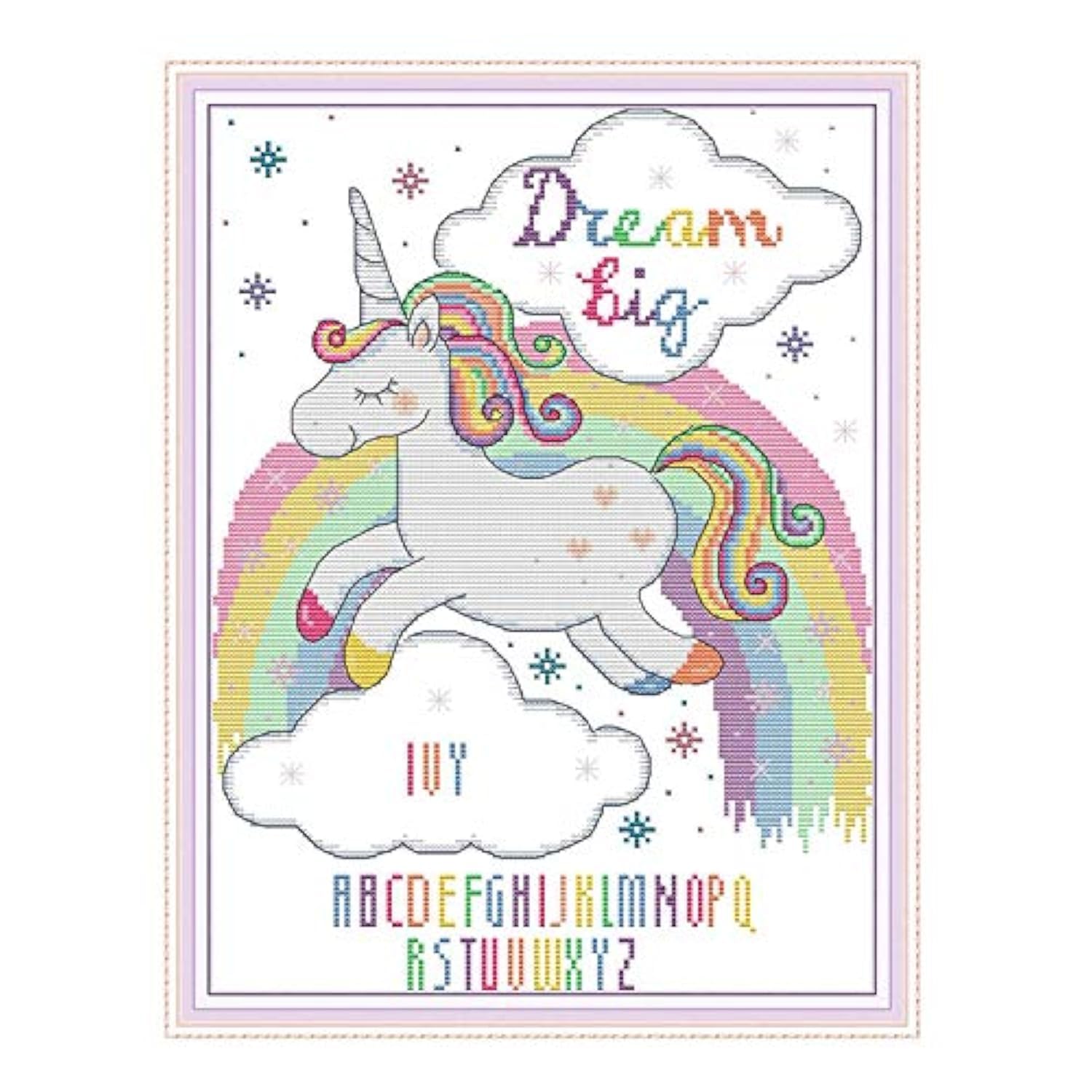 WOWDECOR Cross Stitch Embroidery Kits for Adults, Colorful Unicorn Animals Rainbow 11CT Stamped DIY DMC Needlework Easy Beginners