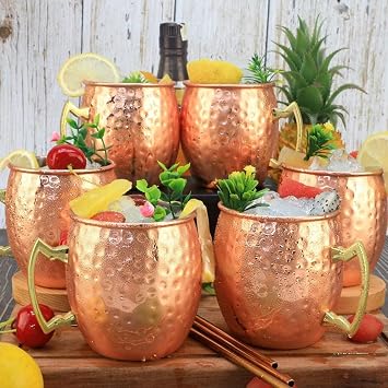 LINALL Moscow Mule Copper Mugs- Set of 24 Copper Plated Stainless Steel Mug 18oz, for Chilled Drinks (24 pack)