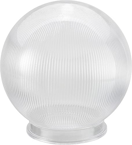 Aspen Creative 28001-75-41, 6 "transparente prismático acrílico reemplazo lámpara poste globo con 3-18" cuello