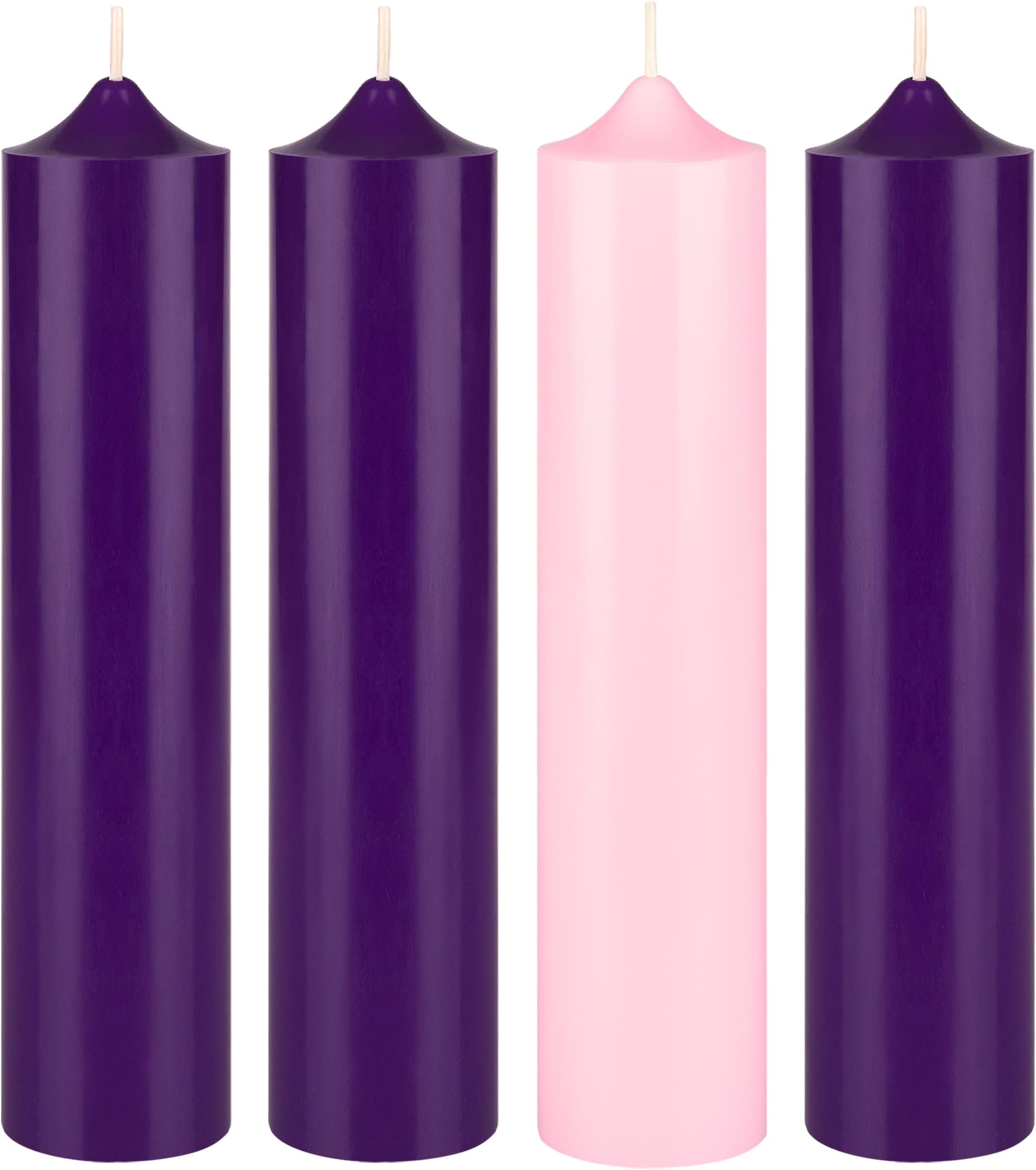 4 pcs Unscented Christmas Advent Candles Set, Hand Poured Premium Wax Bell Top Round Pillar Candle 2 Inch x 9 Inch, Holidays, Festivities, Devotional, Church, Wreath, Party, Gifts