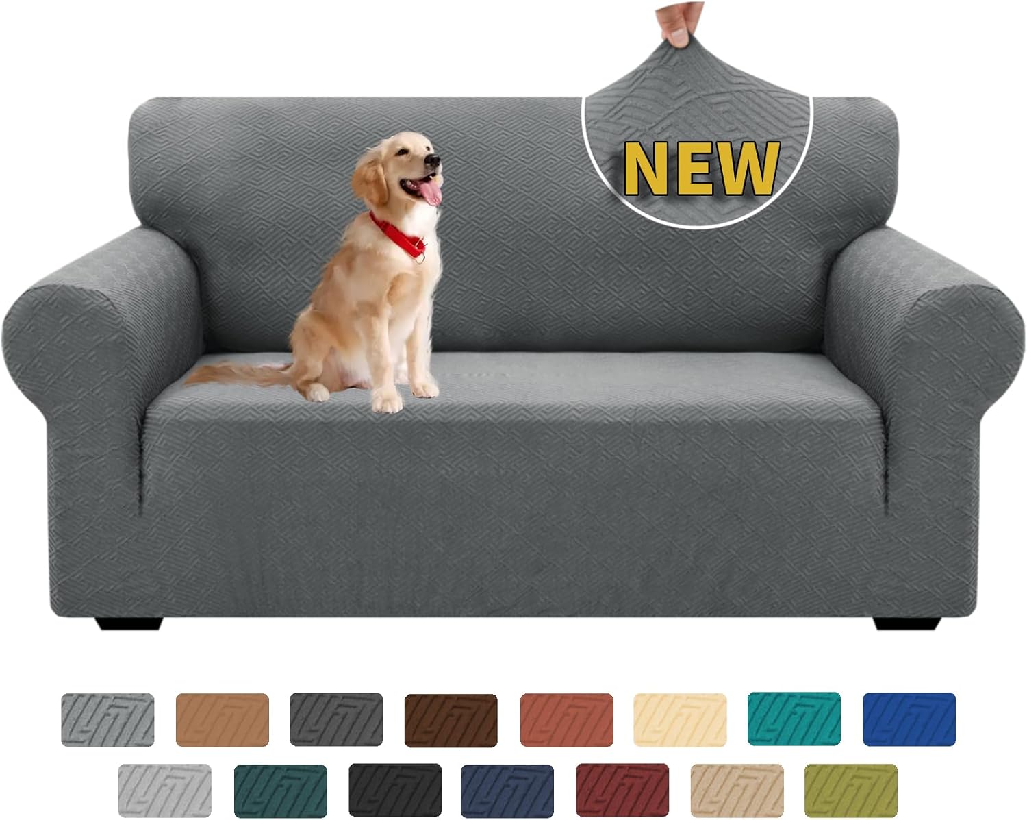 XINEAGE 2026 New 1 Piece Couch Covers for 2 Cushion (55"-69") Stretch Loveseat Sofa Cover Slipcover Jacquard Universal Furniture Protector with Elastic Bottom for Kids,Dog (Loveseat, Light Gray)