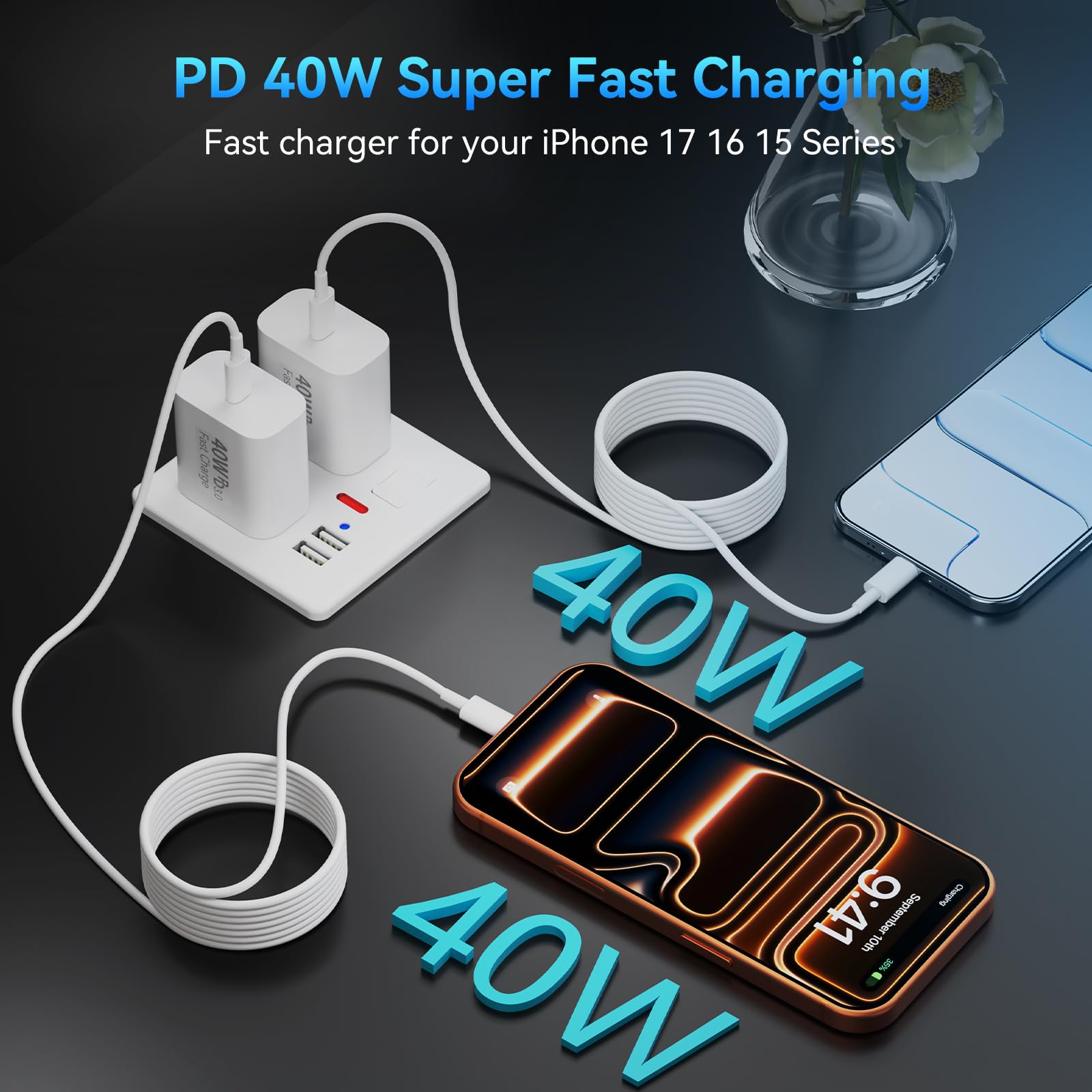 Amazon.com: iPhone 17 Pro Max Charger Fast Charging, 40W USB C