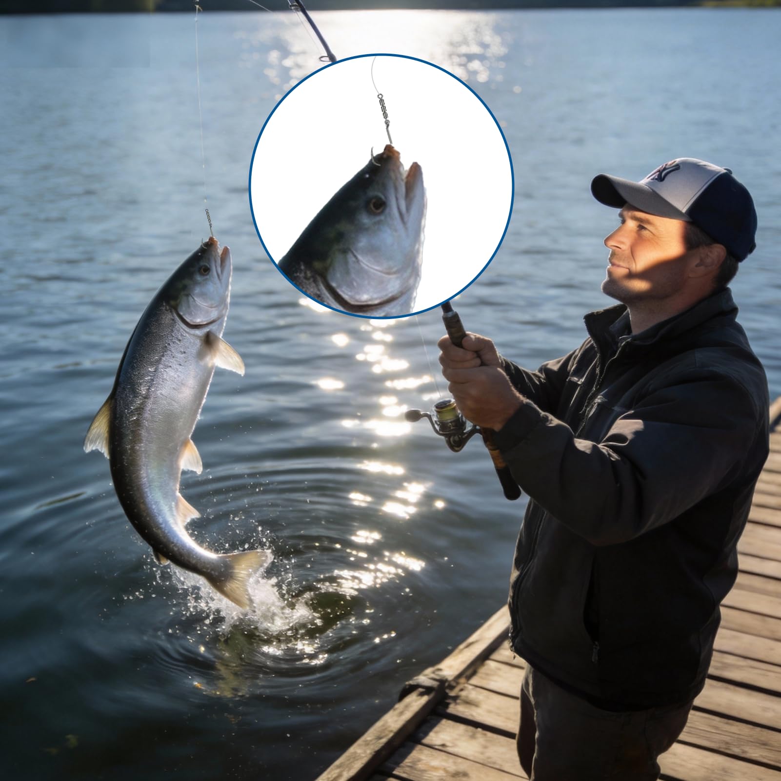 Anzuelos de Pesca Giratorios 12 Piezas 2# 4# 6# Acero Alto Carbono 360° para Trucha