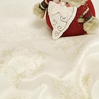 Vista 4 de MikiUp Mantel rectangular de Navidad de jacquard, mantel de tela metálica brillante con copos de nieve de Navidad, impermeable y lavable, mantel