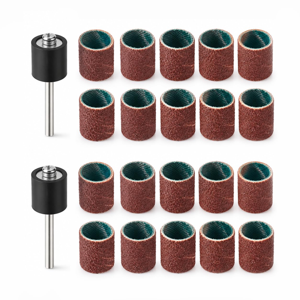 22-Piece Pet Nail Grinder Kit - 1/2 Inch 60&100 Grit Sanding Bands | Grinding Drums Compatible with Dog & Cat Claw Care, Nail Smoother Grooming Supplies