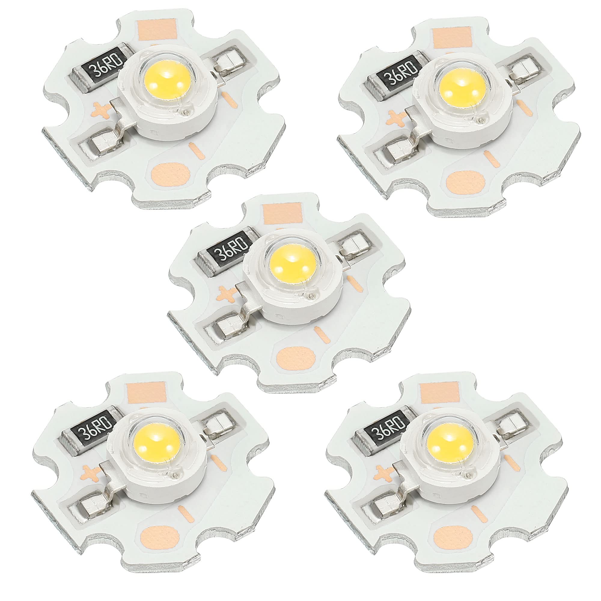 sourcing mapCOB LED Light Chip Beads 20mm 1W 110lm 3000-3200K Energy Saving Bulb for Home Exhibition Spotlight Replacement Accessories Pack of 5, Warm White