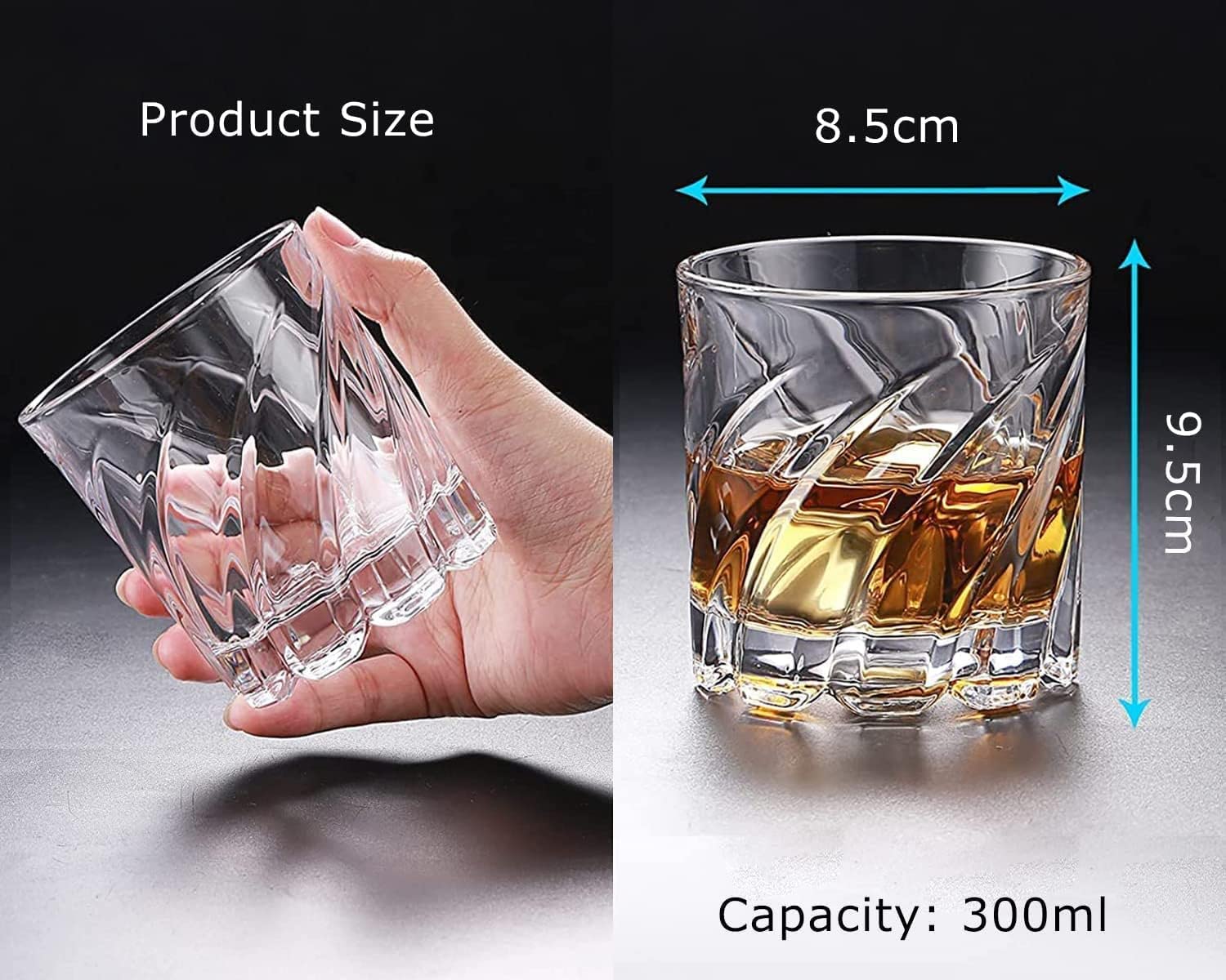 Whiskey Glasses Set - 6 Heavy Base Tumblers -8