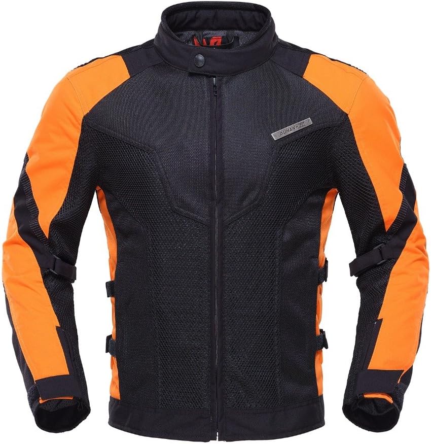 Men's Air Mesh Motorcycle Jacket (Orange, Large)
