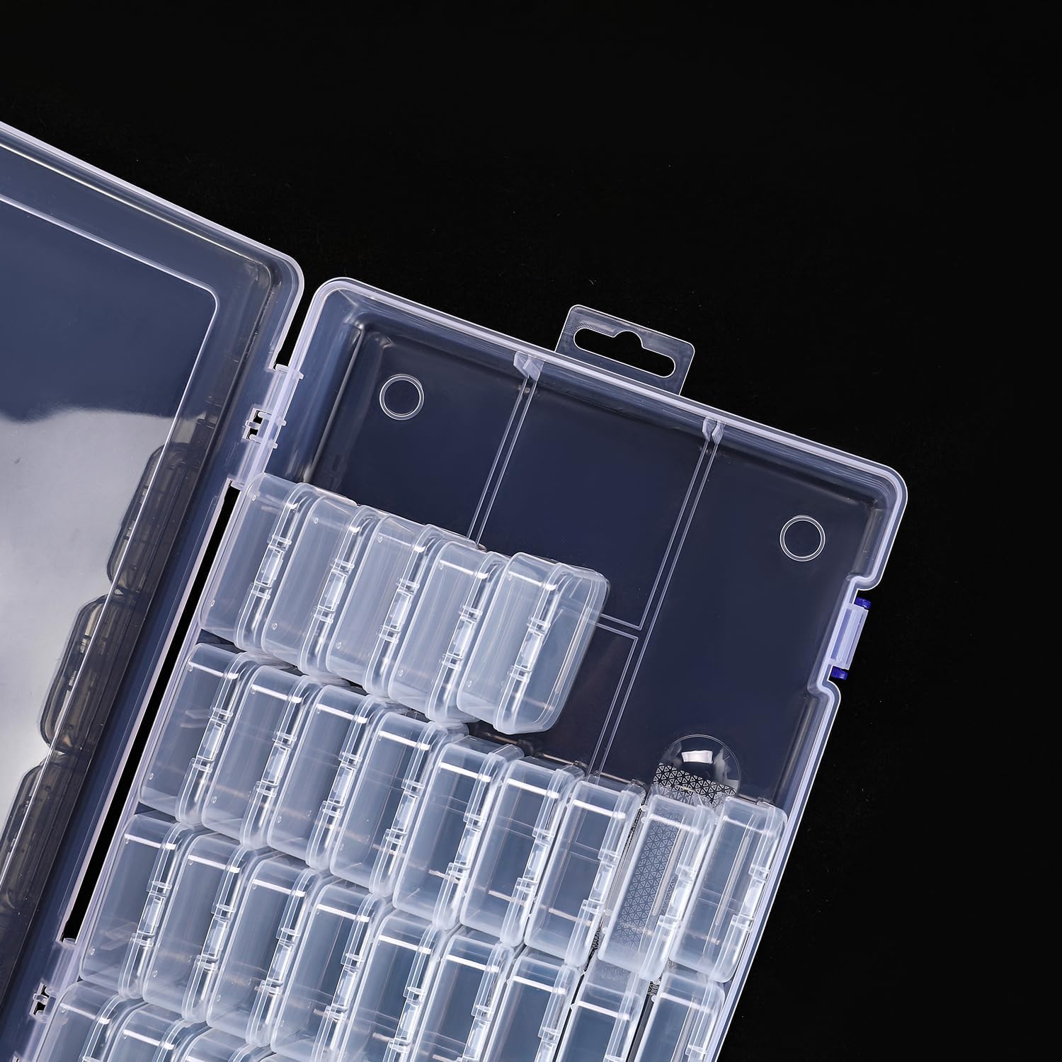 Bead Organizer Box, 46Pcs 45 Compartments Clear Plastic Storage Case with Hinged Lids, BPA-Free Craft Organizer for Diamond Painting, Jewelry Making, DIY Craft, Nail Art & Small Parts Storage