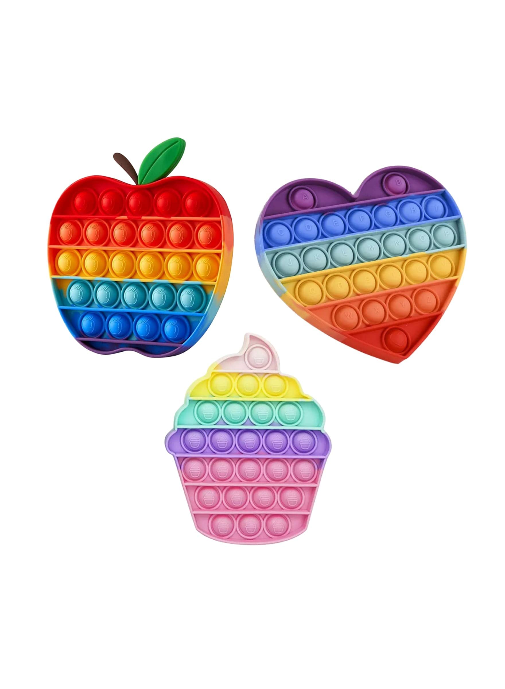 Rainbow Push Pop Bubble Fidget Sensory Toy - Bubble Popping Fidget Toy for Kids