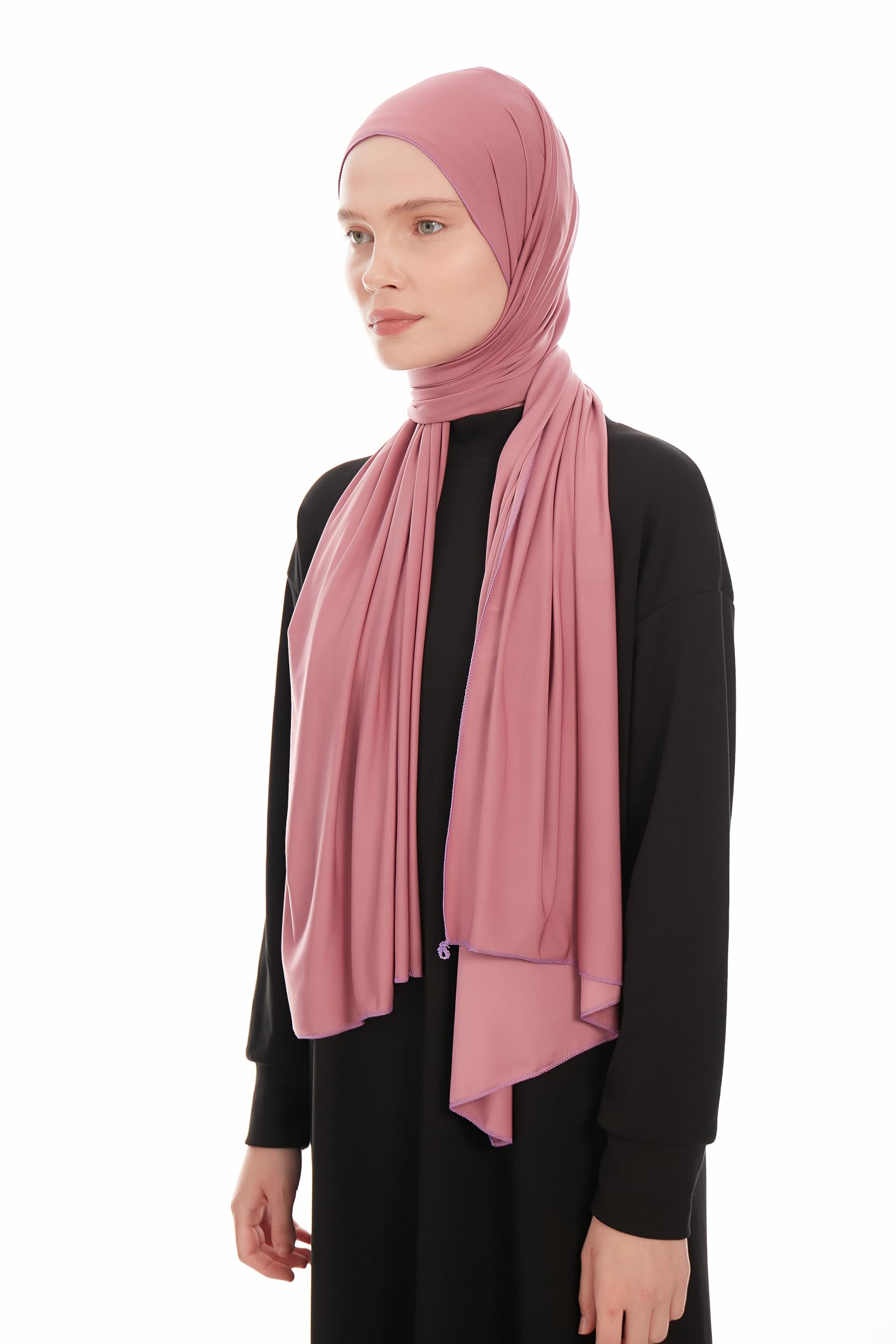 Ayisah Women's Soft Pink Jersey Hijab Scarf For – Jersey Hijab Scarf Muslim Headscarf – Long Muslim Accessories Headscarf Shawl - Islamic Hajib Headwrap Scarves Solid Color - Ramadan Head Wrap (Soft Pink)