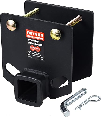 Adaptador receptor de enganche de remolque 863803 para parachoques de RV, receptor de 2 pulgadas, se adapta a parachoques traseros cuadrados de 4