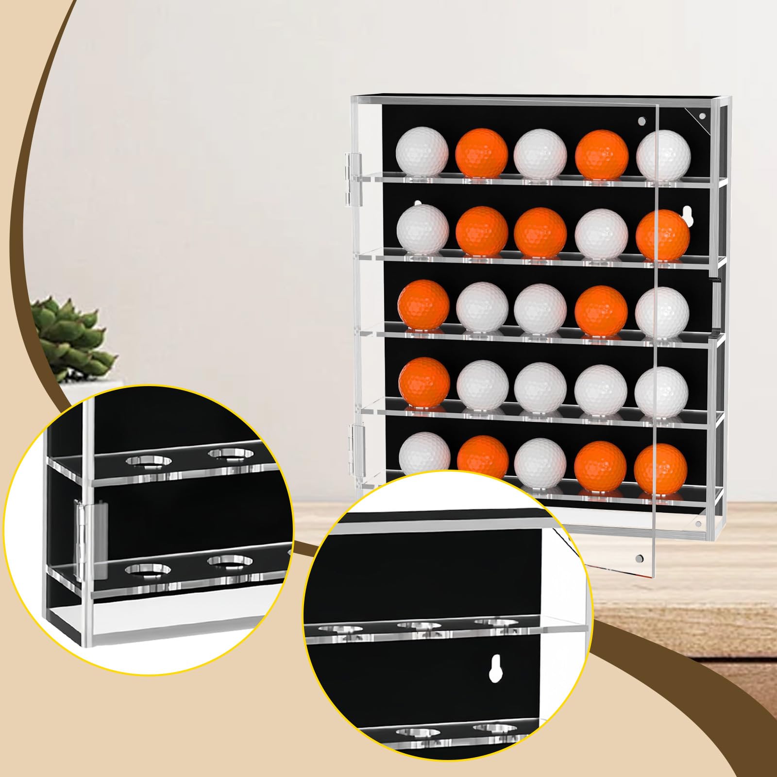 predolo Présentoir à Balles de Golf en Acrylique Transparent, Vitrine Murale pour Balles de Golf, Porte-Balles de Golf, Pouvant Contenir 25 Balles pour Objets de Collection, Cadeau pour Amis