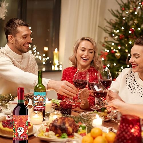 Miniatura 4 de 45 etiquetas adhesivas para botellas de vino de Navidad, etiquetas impermeables de 3.5 x 4.5 pulgadas para botellas, divertidas calcomanías para