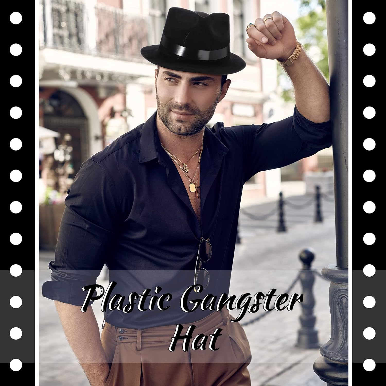 Jiuguva 6 Pcs Gangster Hat Plastic Gentlemen Hats Gangster Costume for Adult 1920s Accessories Party Decorations Men Women
