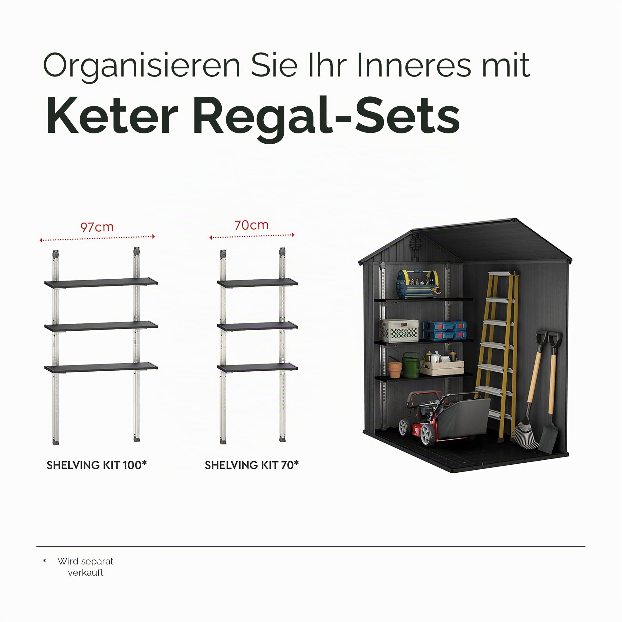 Keter Gerätehaus Darwin 4x6, Grau, Außenmaße 184,5x125,8x205cm, wartungsfrei, wetterfest, wasserdicht, mit Unterboden