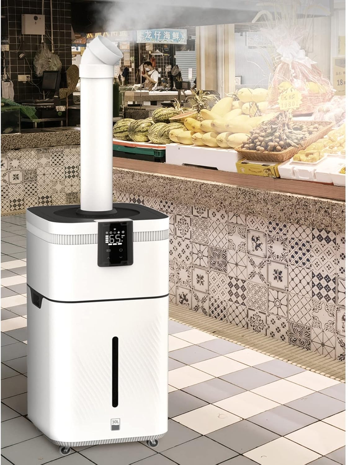 Industrial Humidifier Humidifiers for Large Home 30L Auto Mode with Remote Control Timer Customized Relative Humidity for 200㎡ Office Room Plants White