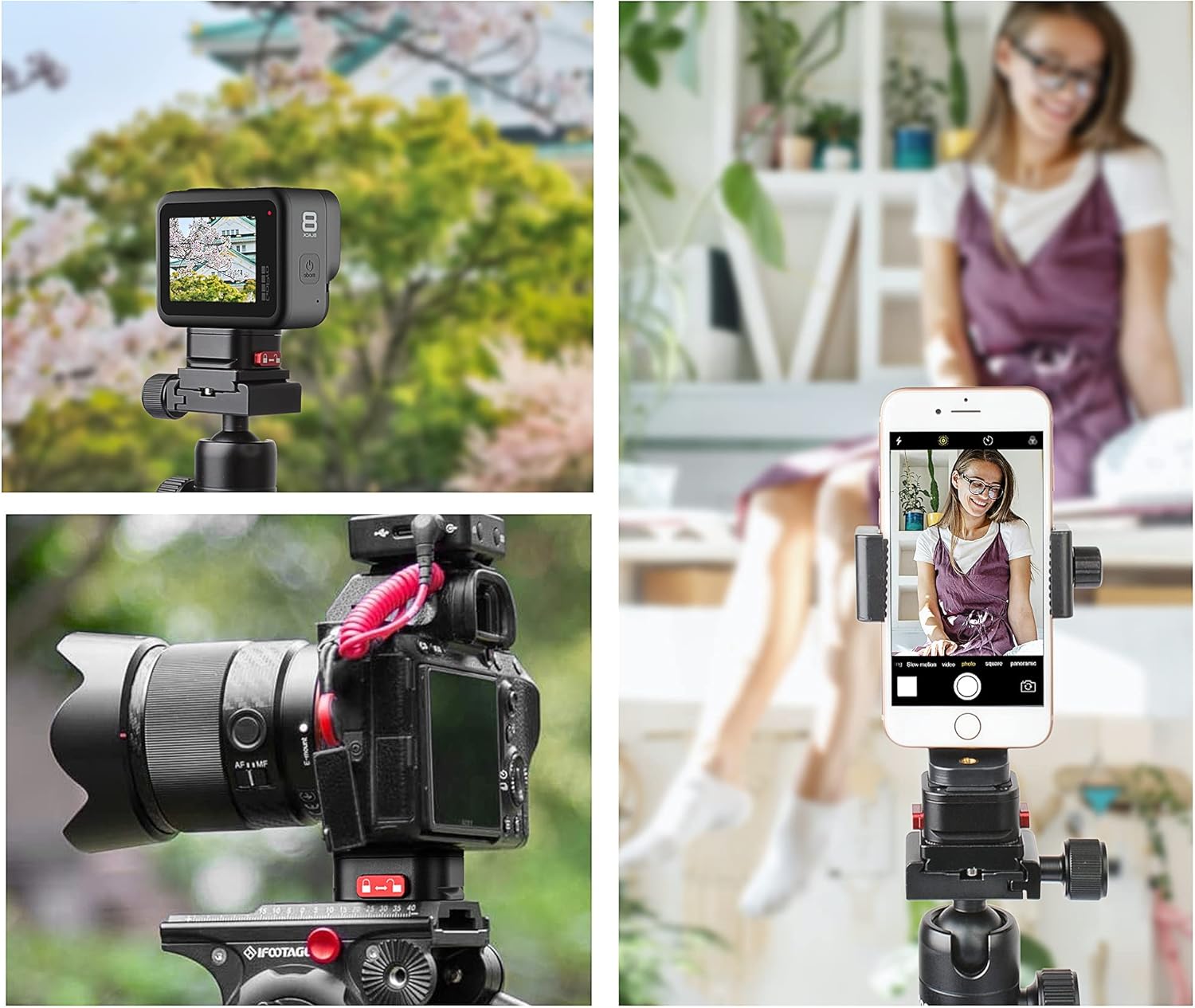 Quick Release Plate, Camera Tripod Mount Arca Swiss QR Plate Fast Claw Clamp Compatible with Canon Sony Nikon Pentax DSLR/SLR/Zhiyun/Feiyu/DJI/Moza Stabilizer, Tripod Slider Gimbal - Image 7