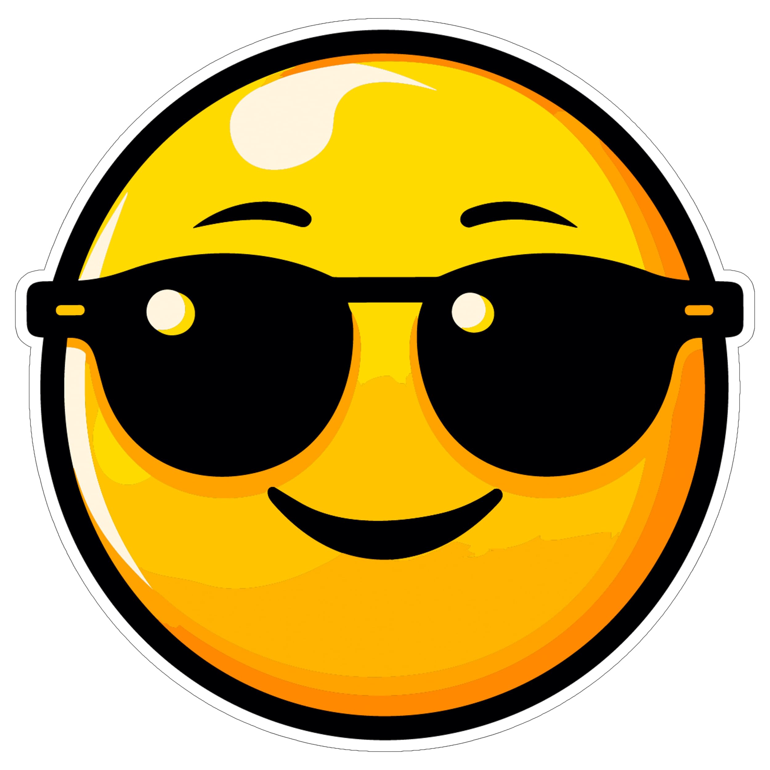 Sunglasses Emoji Sticker 4 Inch Cool Smiley Shades - Waterproof Vinyl Decal for Laptop Water Bottle Car Tumbler - Durable Funny Aesthetic Long-Lasting