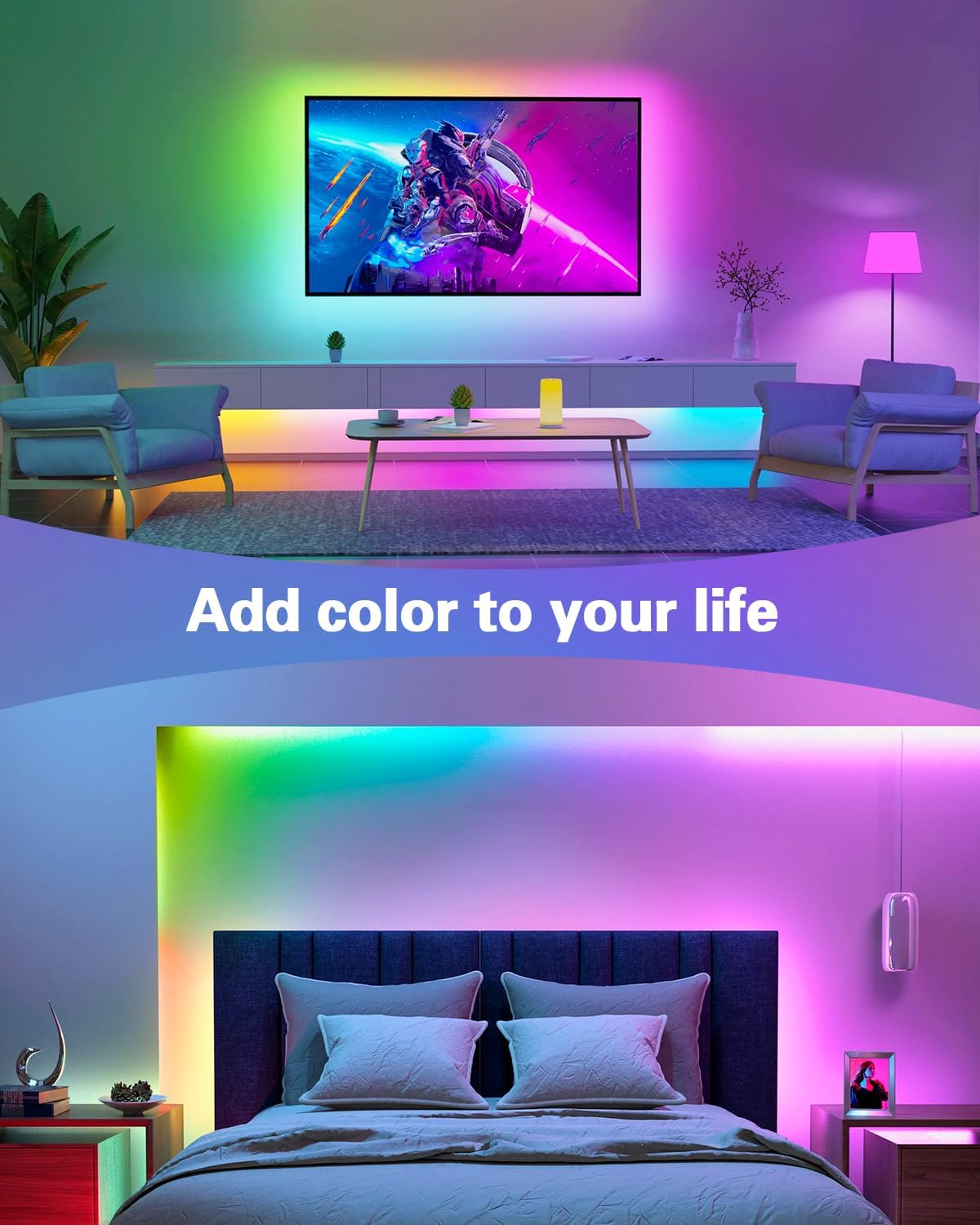 ALITOVE Addressable COB LED Strip Lights RGB IC 12V WS2811 Cuttable LED Rope Light Room Decor 6.56FT 1440LEDs Programmable Digital Flexible LED Light Strip for Bedroom TV(No Power Supply & Controller)