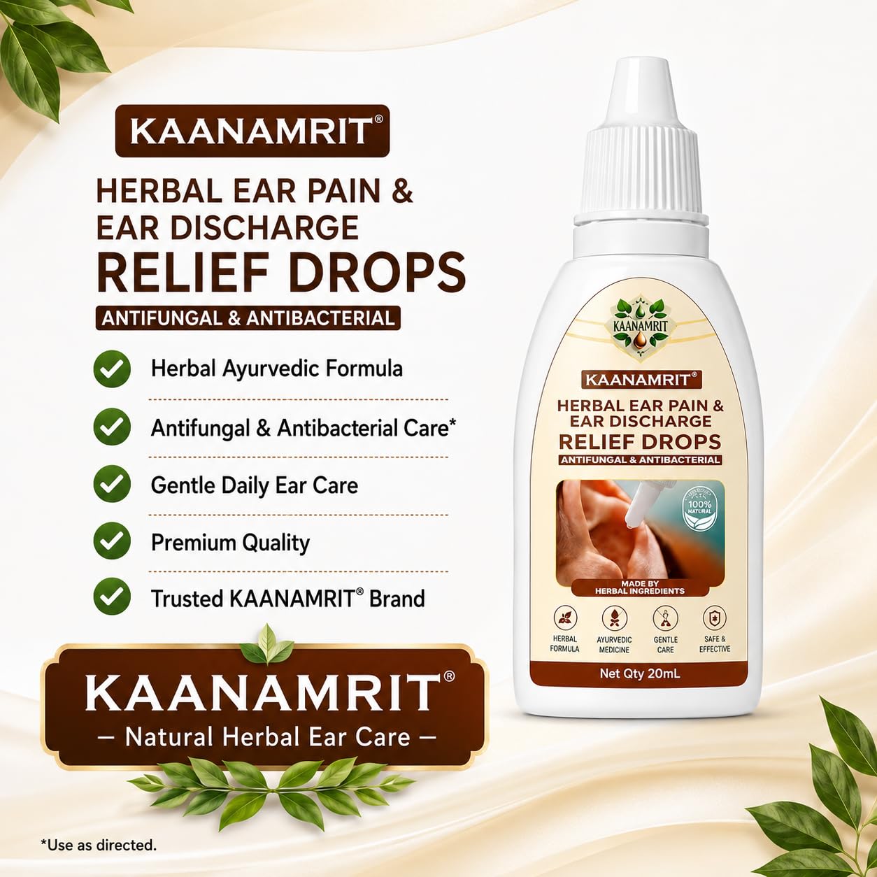 Herbal Ear Drops for Ear Pain & Ear Discharge Care | Ayurvedic Ear Care Oil with Neem, Tulsi, Haldi, Ajwain & Kapoor | Natural Herbal Formula | Daily Ear Hygiene Support | 20 ml — Amazon image 8
