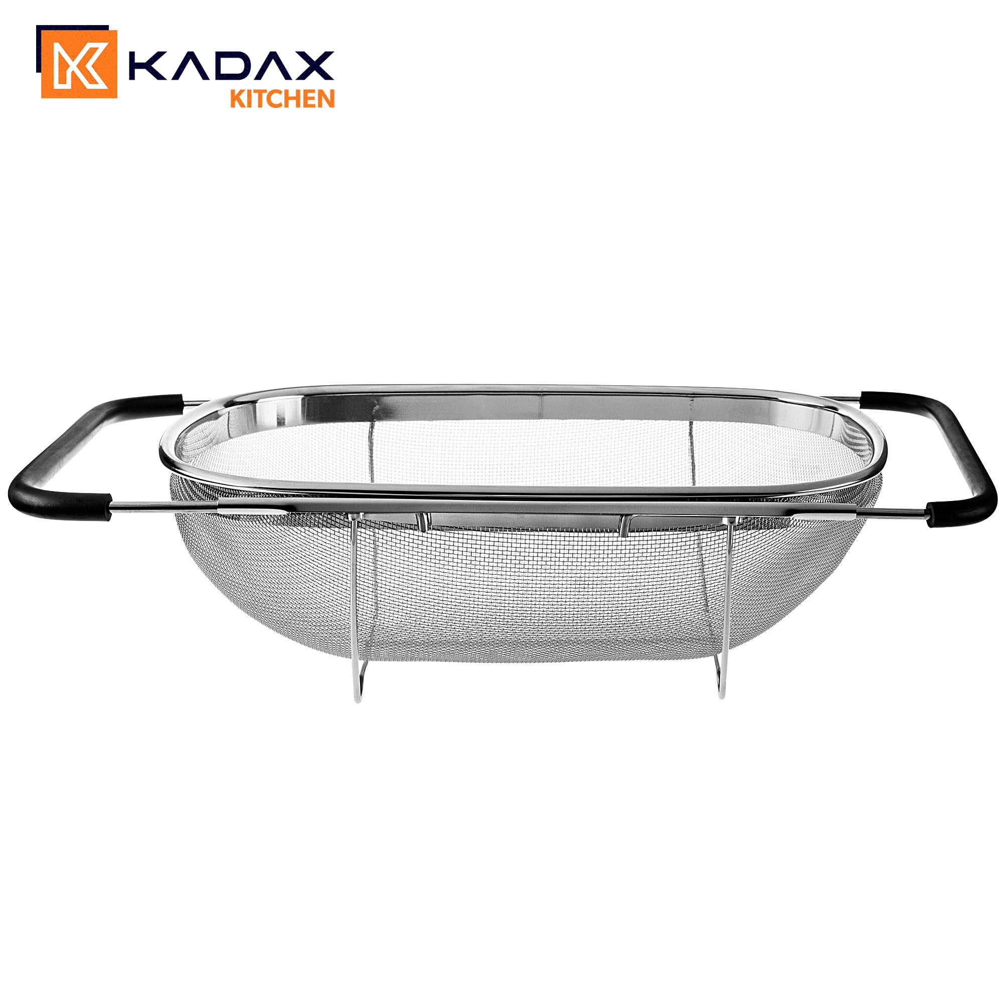 KADAX Scolapasta in acciaio inox per lavello, scolapasta con manici, colino da cucina per lavare e scolare frutta, verdura e pasta, filtro per lavello