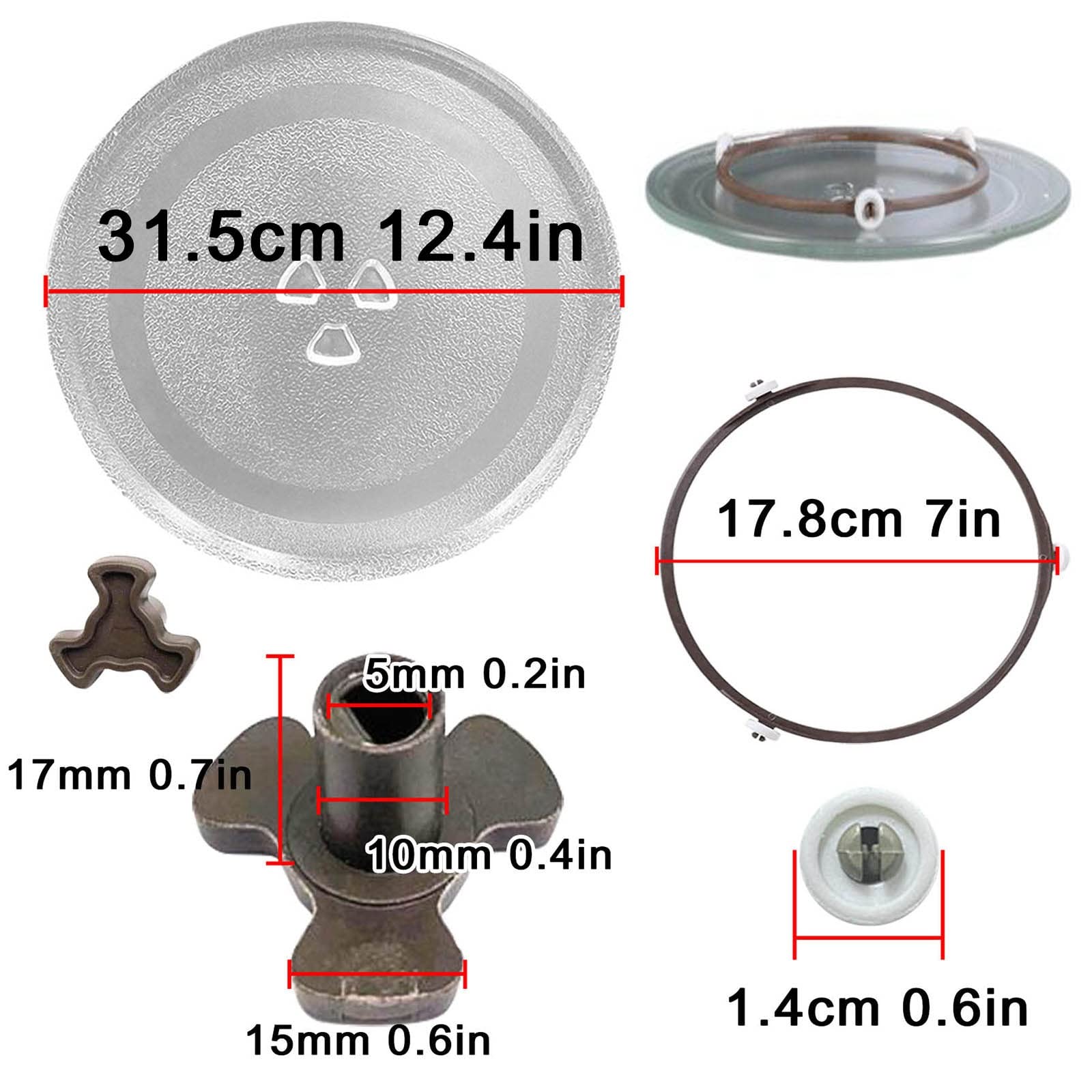 LIGUOYI 360° Giratorio Microondas Plato, Placa De Cristal Giratoria De ​microondas con 3 Fijadores, 24.5cm 25.5cm 27cm Plato Giratorio para Microondas, Plato Giratorio De ​Repuesto para Microondas