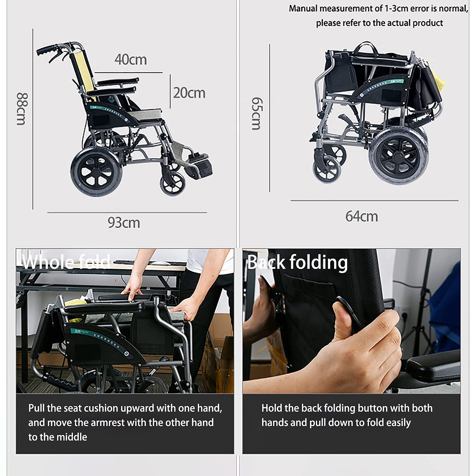 Wózki Inwalidzkie Składany Wózek Inwalidzki, Składany Wózek Inwalidzki Lekki 10,5 Kg Przenośny Składany Wózek Podróżny