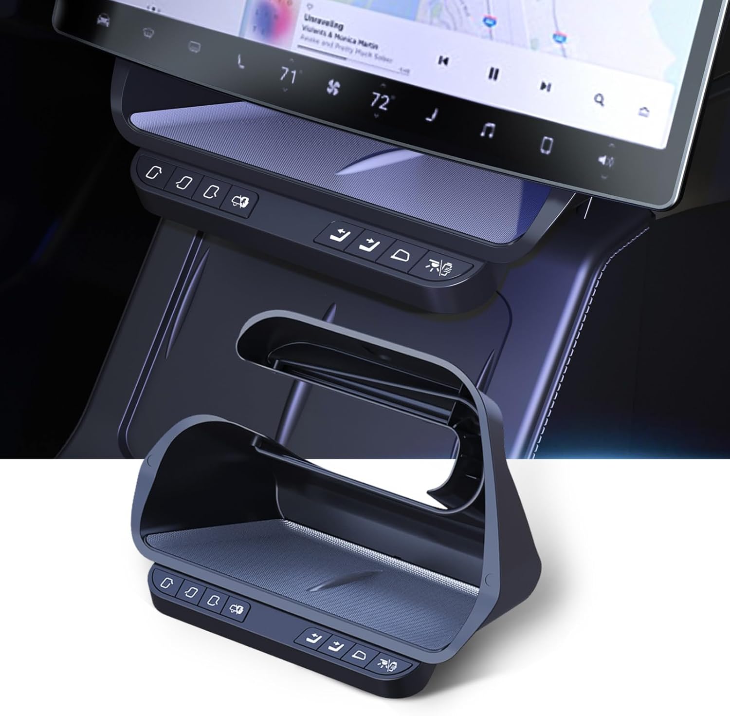 Fit Tesla Model 3 (17-23) & Model Y (20-24) Screen-Mounted Intelligent Storage Box with Physical Buttons,Easy Installation,Tesla Accessories(Not fit Highland)