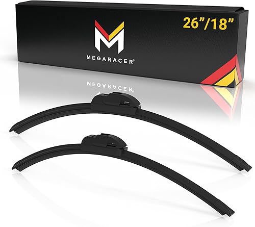 Mega Racer Limpiaparabrisas de repuesto para automóvil, limpiaparabrisas de 26 + 18 pulgadas, limpiaparabrisas para el lado del conductor y del
