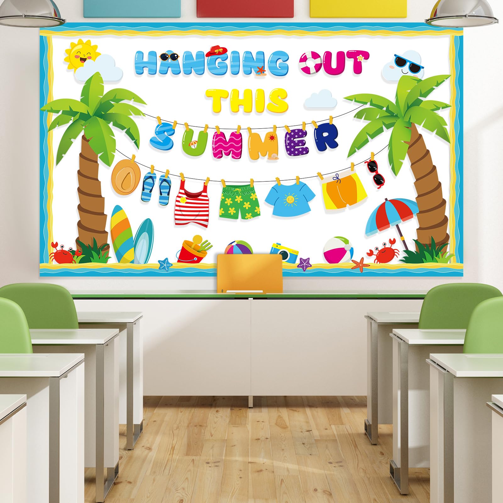Hello Summer Pinnwand-Dekor-Set – Bunte Strand-Motivkarten & Rahmen Für Klassenzimmer, Büro Oder Party