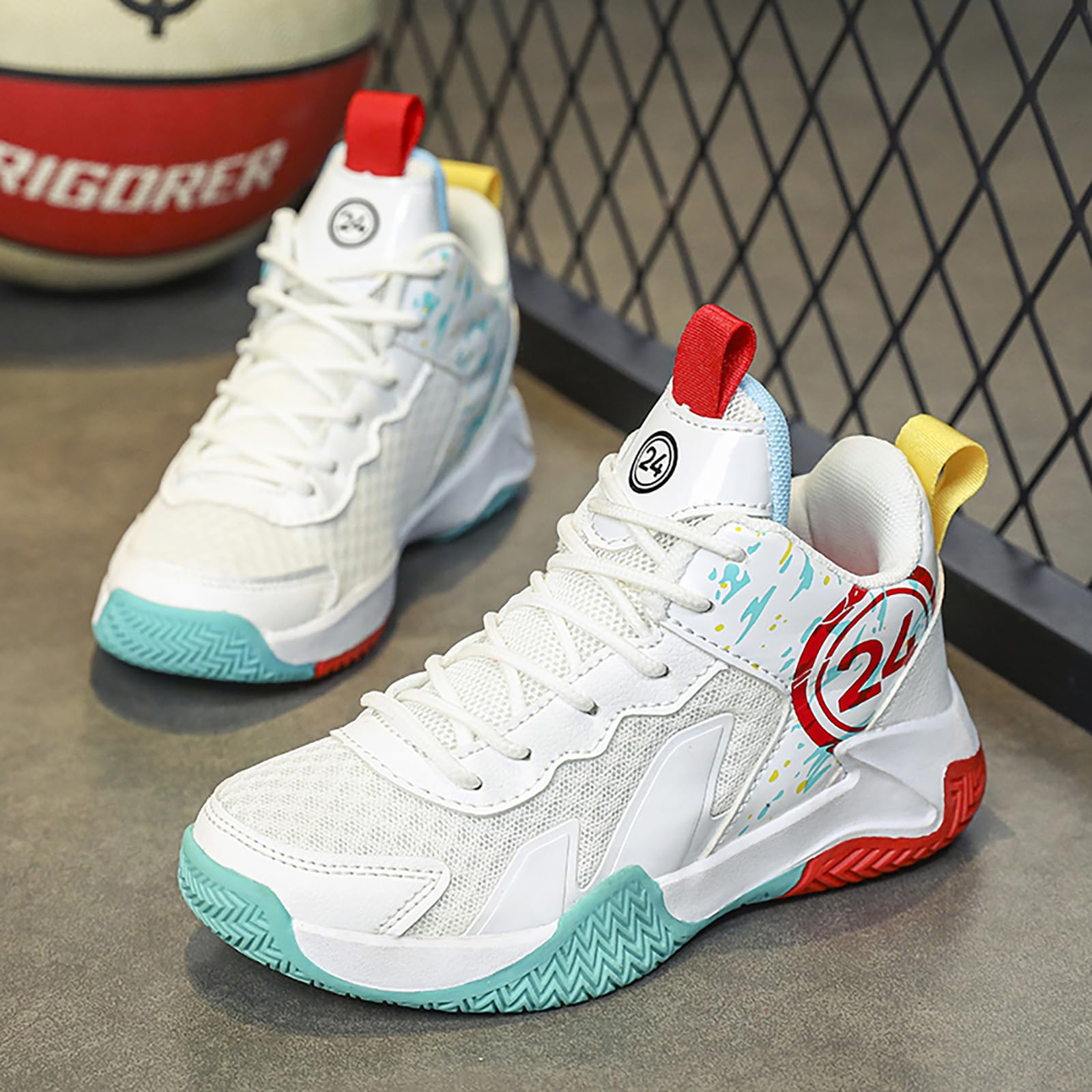 Basketballschuhe für Jungen Mädchen High Top Sneaker Outdoor Leicht Sportschuhe Kinder Basketballschuhe 30-40EU