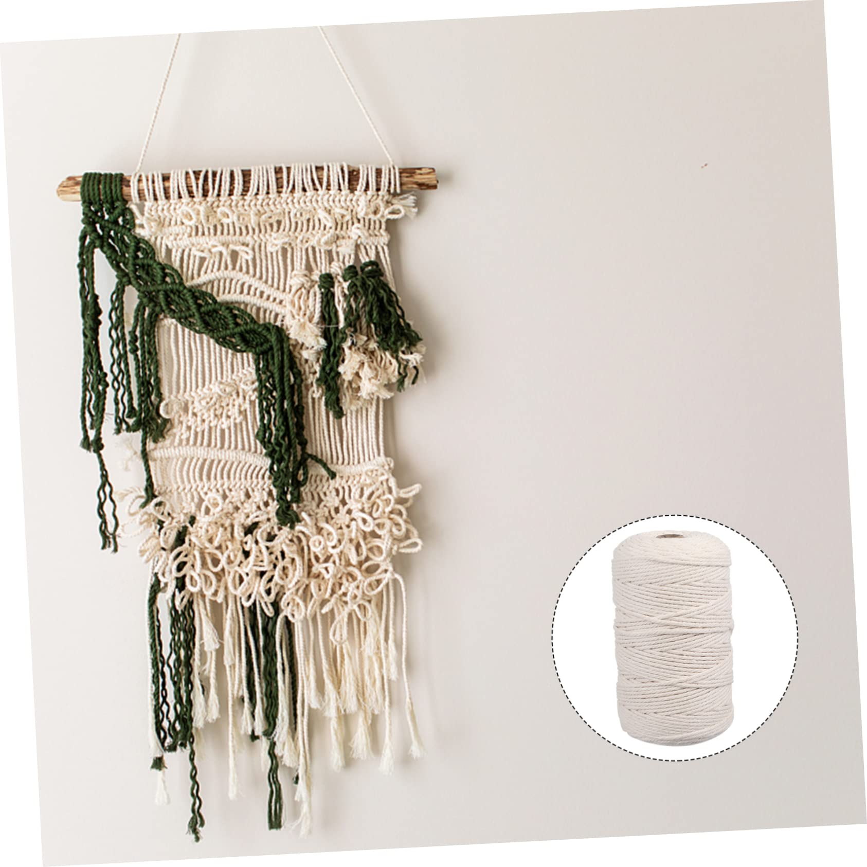 Cordón de Macramé Trenzado Beige de Algodón 200m 3 Mm | DIY y Diseño Bohemio, Textura Suave y Orden Fácil, para Colgar Plantas y Trabajos Artesanales