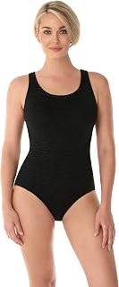 Chlorine-Resistant Textured Black Cross-Back One-Piece by Krinkle