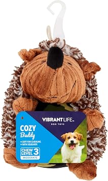 Vibrant Life Cozy Buddy Hedgehog Dog Toy Durable Plush Hedgehog Dog Toy - Grunt Sound, Medium Size, Camo Design - Perfect for Small to Medium Dogs