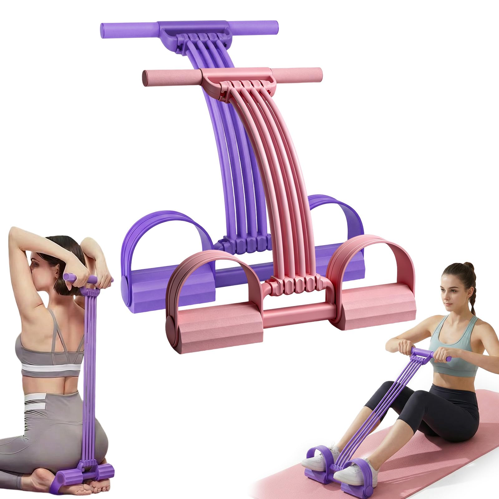 Widerstandsband Mit Griff, Upgrade 3-In-1 Multifunktions Expander, Hohe Elastizität Verstellbarer Widerstand 8 Röhren Resistance Bands, Fitnessbänder Für Yoga, Pilates, Bauchmuskeltraining
