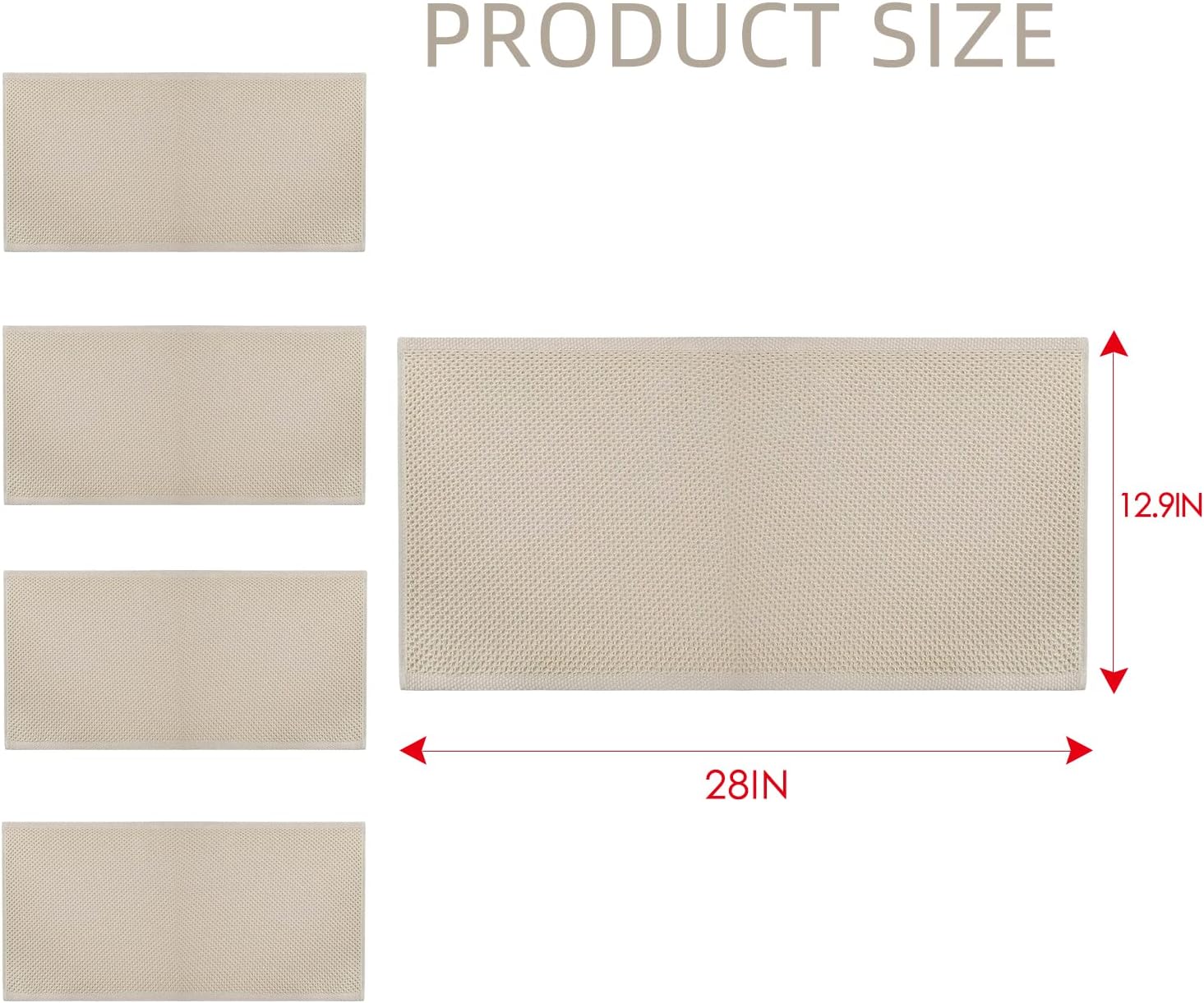 BALCONY & FALCON Kitchen Towels 4 Pack, Cotton Waffle Dish Towels, Beige image 5