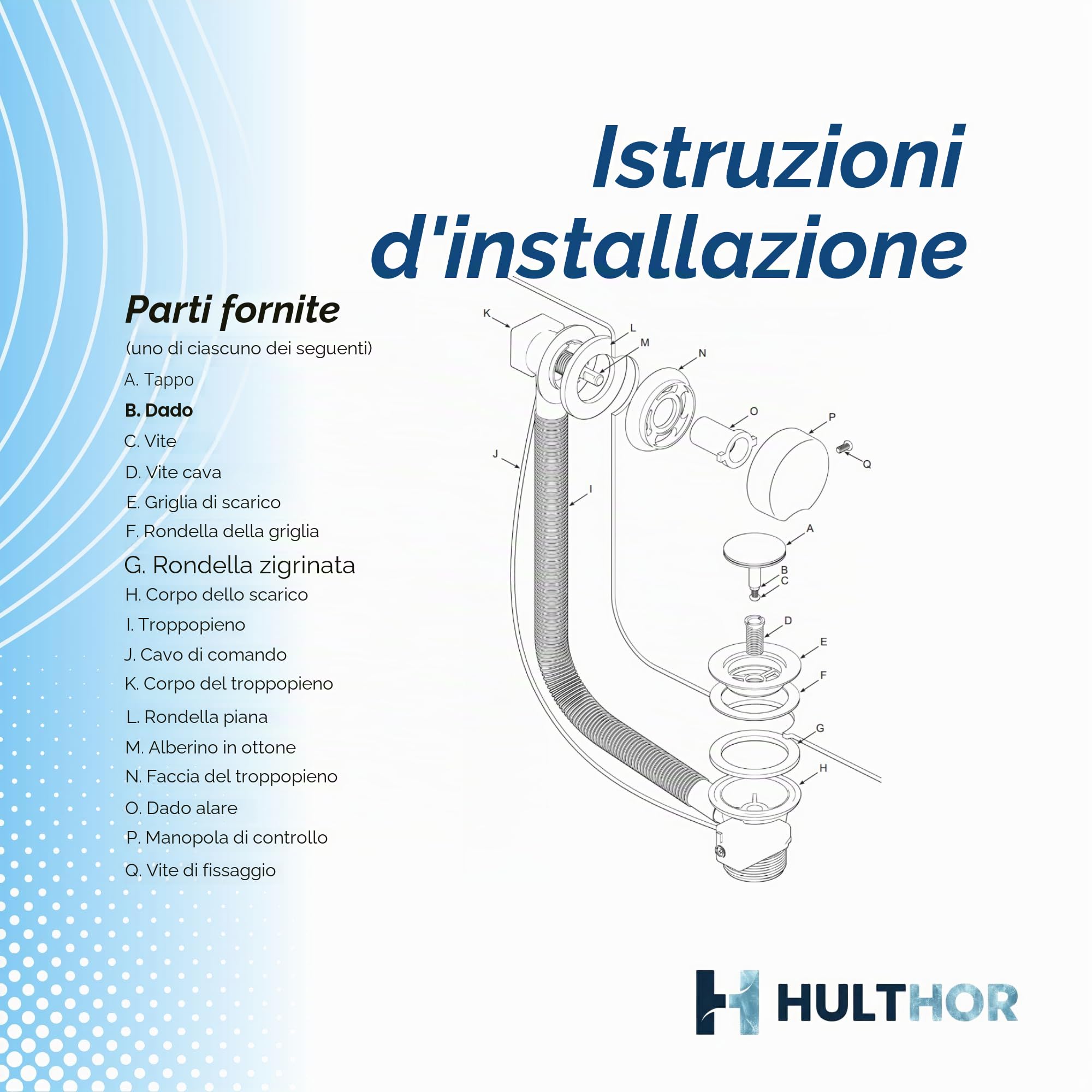 Kit di scarico e troppopieno per vasca da bagno, nero opaco, facile da installare, con combinazione click clack di ricambio