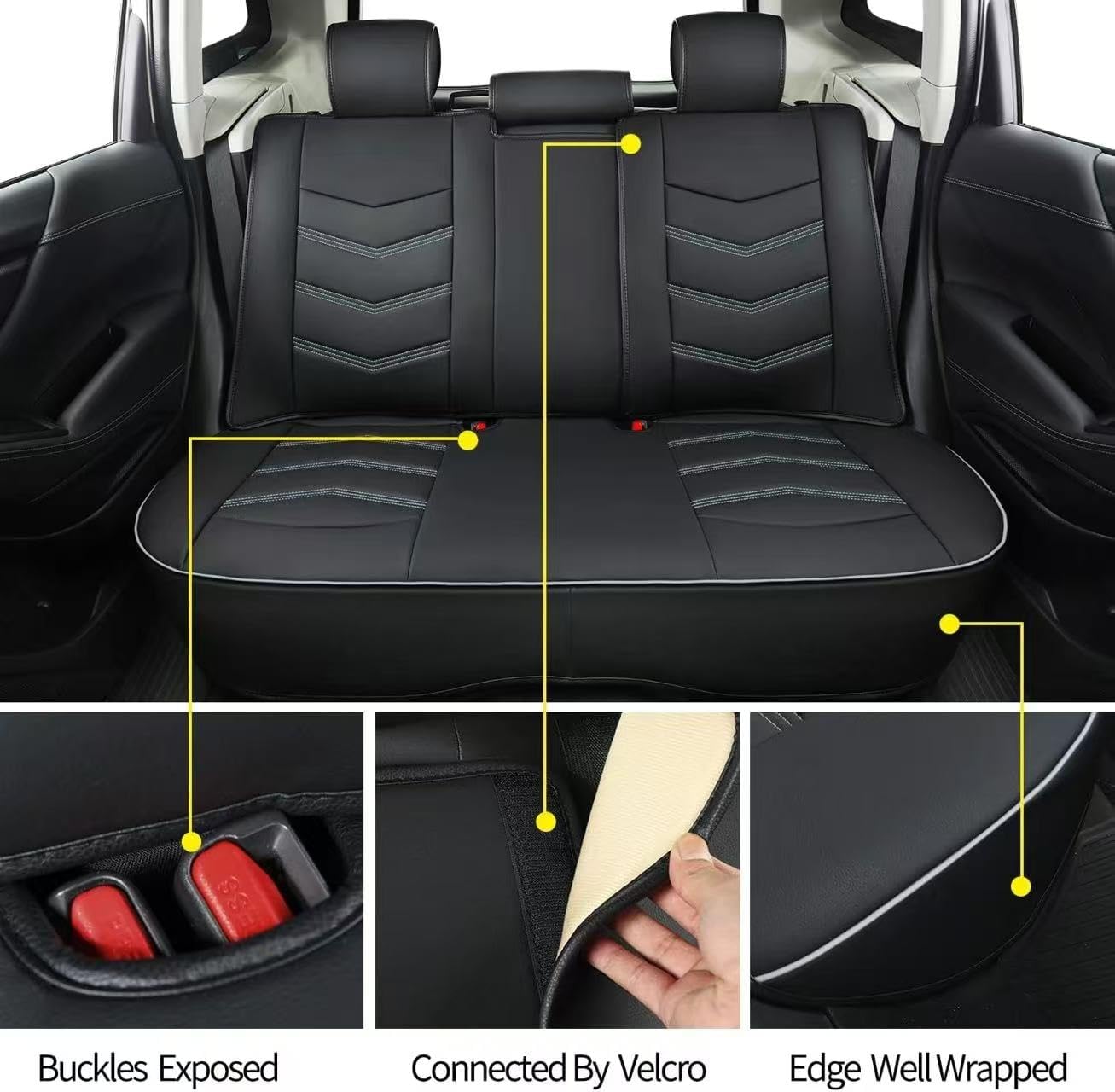LUCKYMAN CLUB Seat Covers Full Set, fit for 2014-2024 2025 Forester Outback Crosstrek Sport Limited Touring Platinum with Water Proof Faux Leather (Black&Gray)