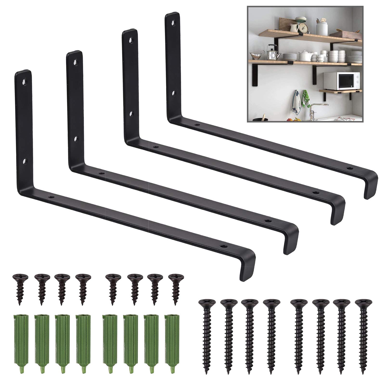 Buy Heavy Duty Black Shelf Brackets, eSynic 4Pcs Scaffold Board L