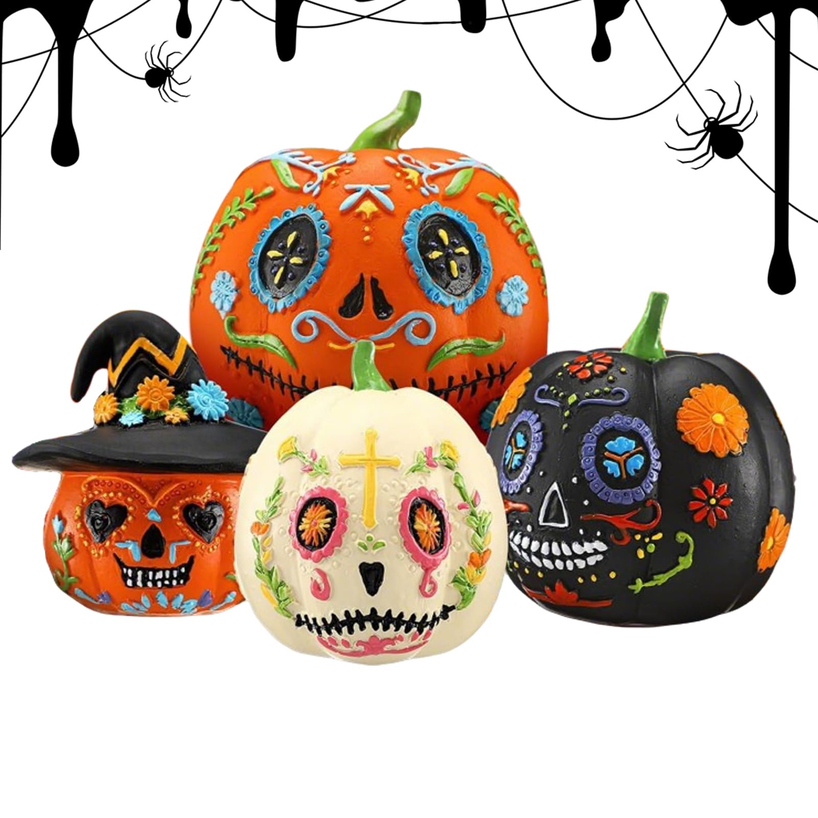 Dekoracje z dyni na zewnątrz - Spook stołowa figurka dyni z żywicy Dzień Zmarłych - horror Halloween rzeźba na festiwal podwórko ogród pokój sypialnia przyjęcie biurko korytarz