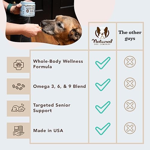 Miniatura 7 de Natural Dog Company Vitaminas masticables para perros mayores para la salud del cerebro, el corazón y los ojos, apoyo cognitivo, claridad de visión